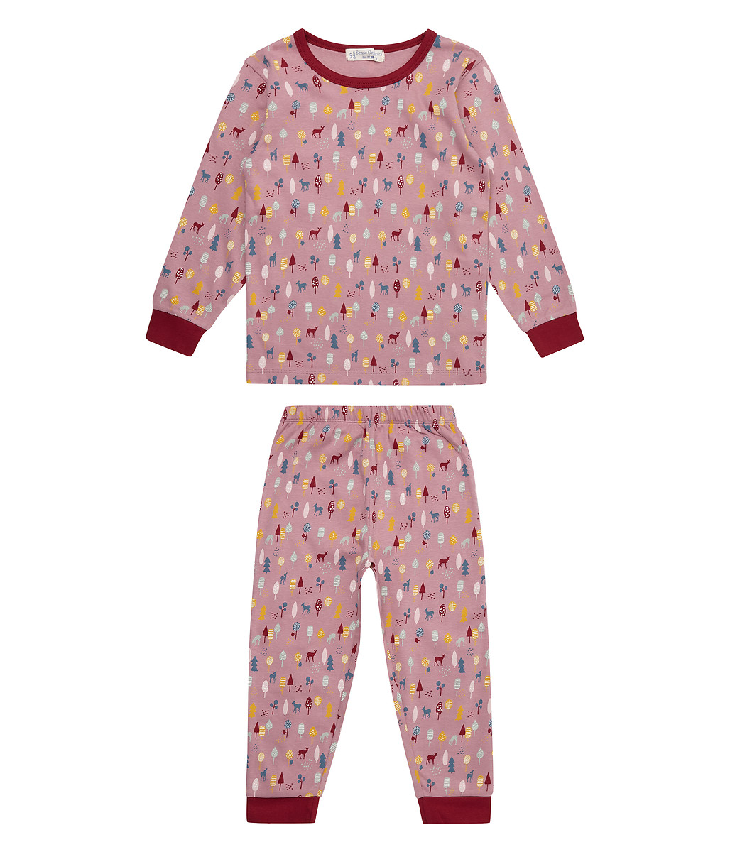 Pyjama Forêt rose en coton bio - 18/24 mois