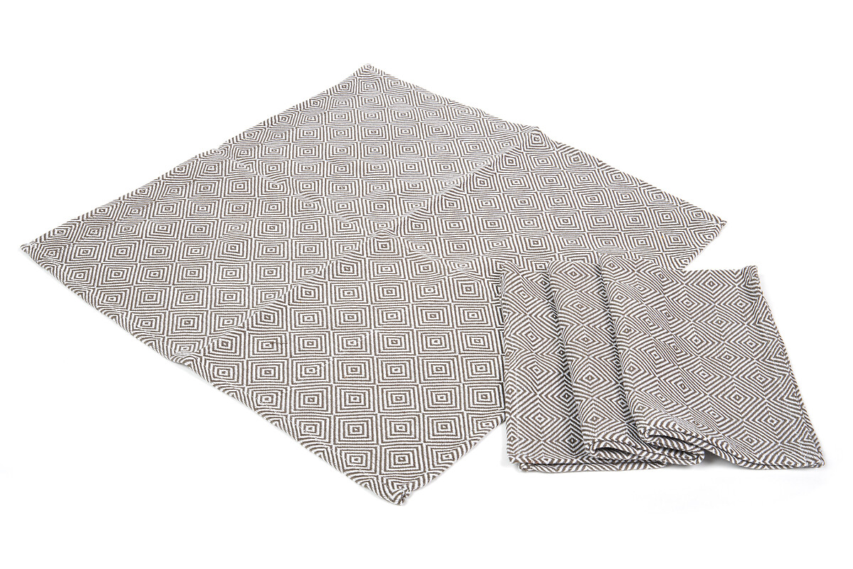 Ensemble de 2 serviettes en coton grises et blanches