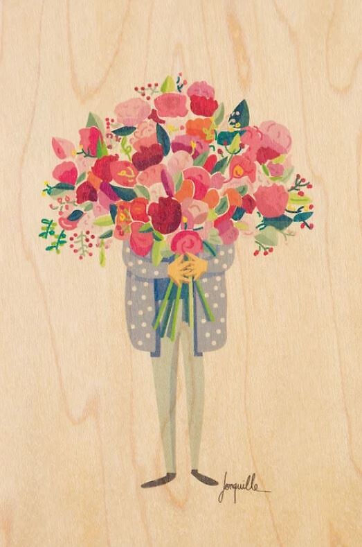 Carte postale en bois cèdre FSC. "Bouquet"