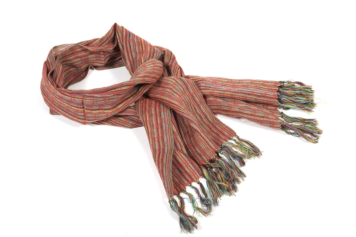 Long foulard ligné multicolore