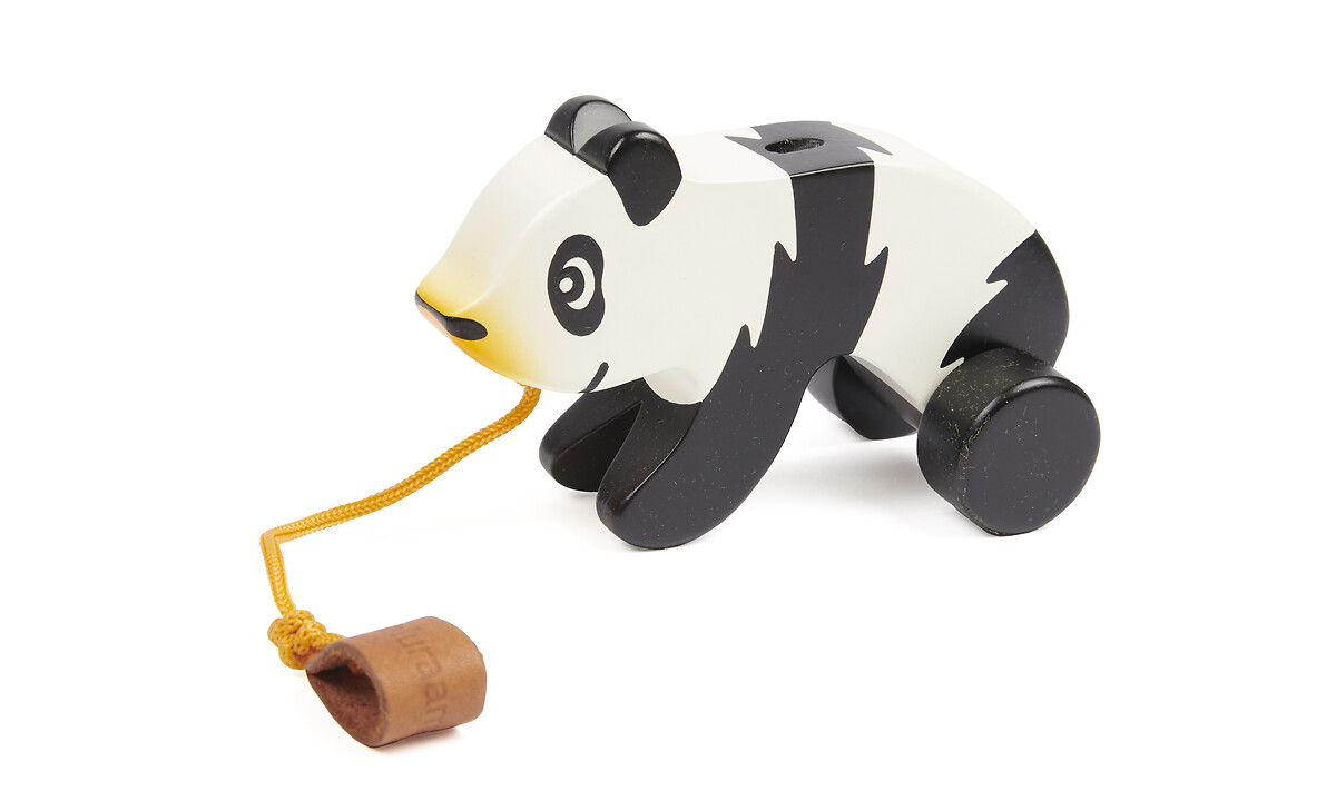 Panda en bois sur roues