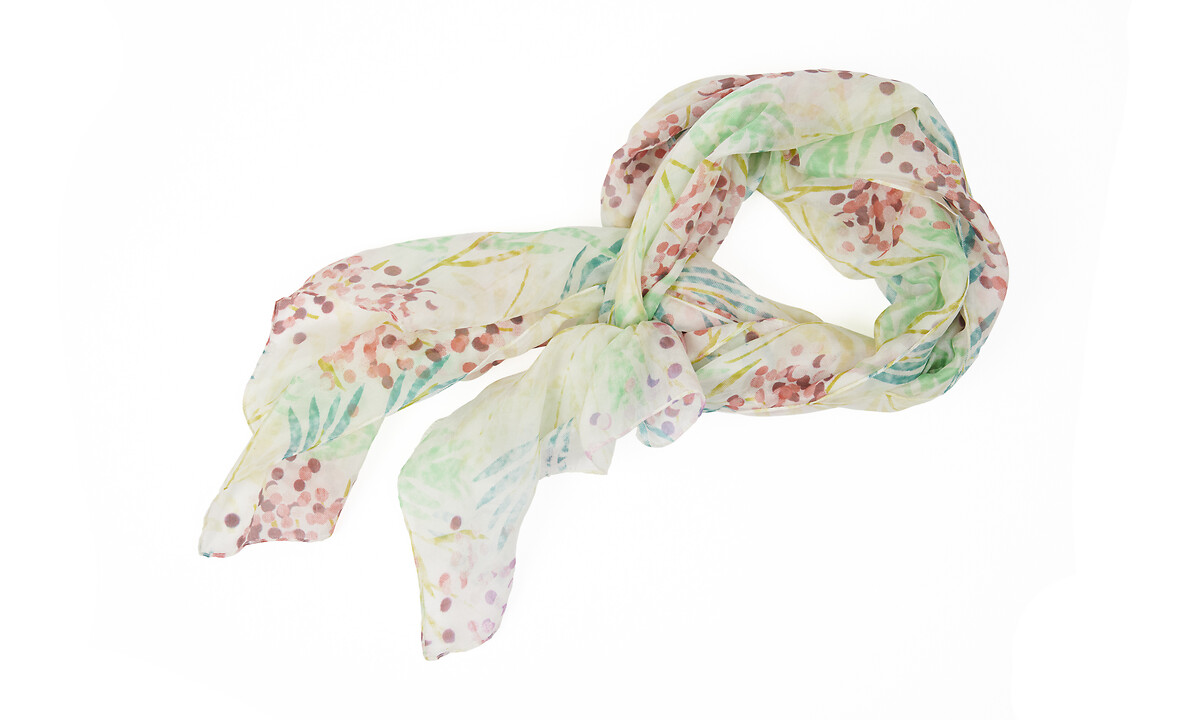 foulard en soie fleurs et feuilles multicolore
