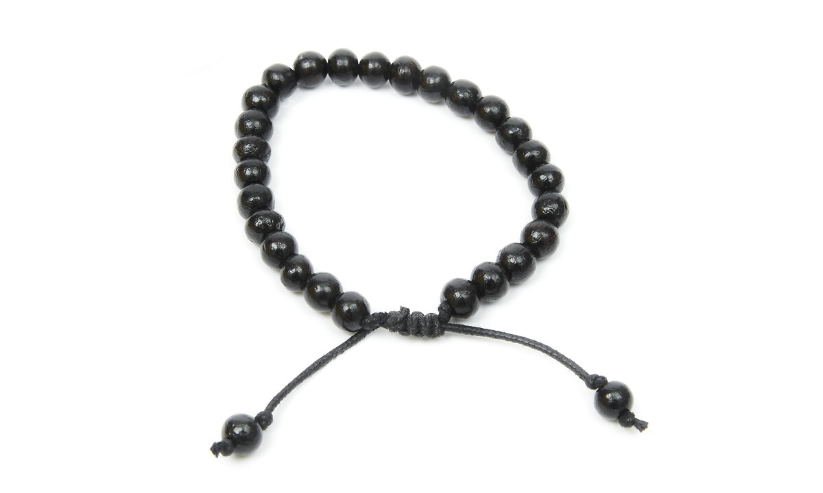 Bracelet perles en bois de teck noir