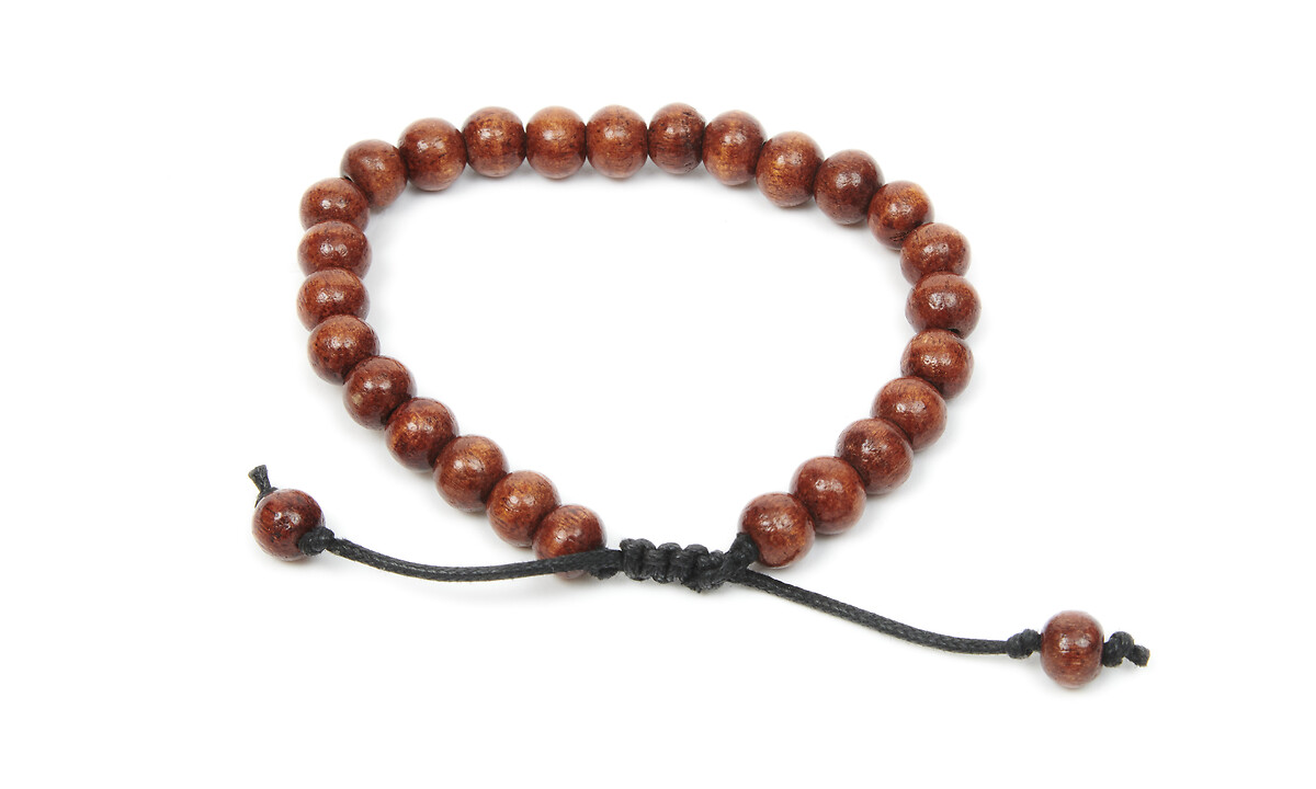 Bracelet perles en bois de teck brun