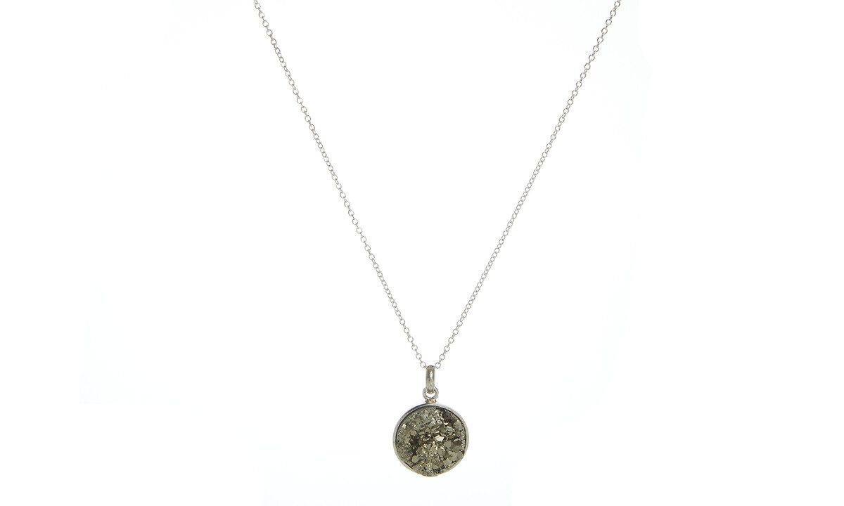 Pendentif pyrite et chaine 50cm argent 925