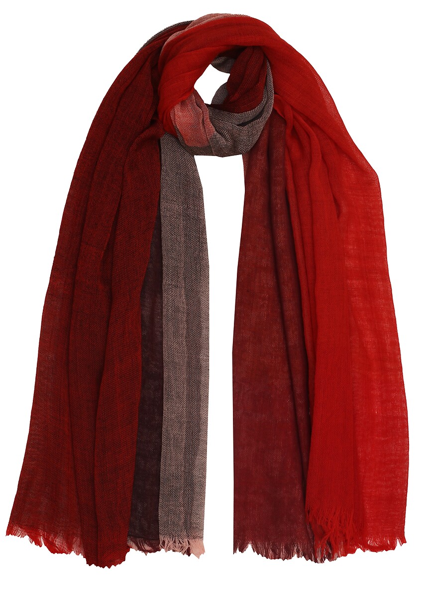 Foulard en laine rouge foncé motifs zèbre