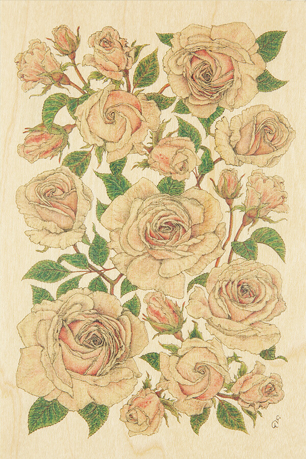 Carte en bois de cèdre FSC "Black And Colors Rose"