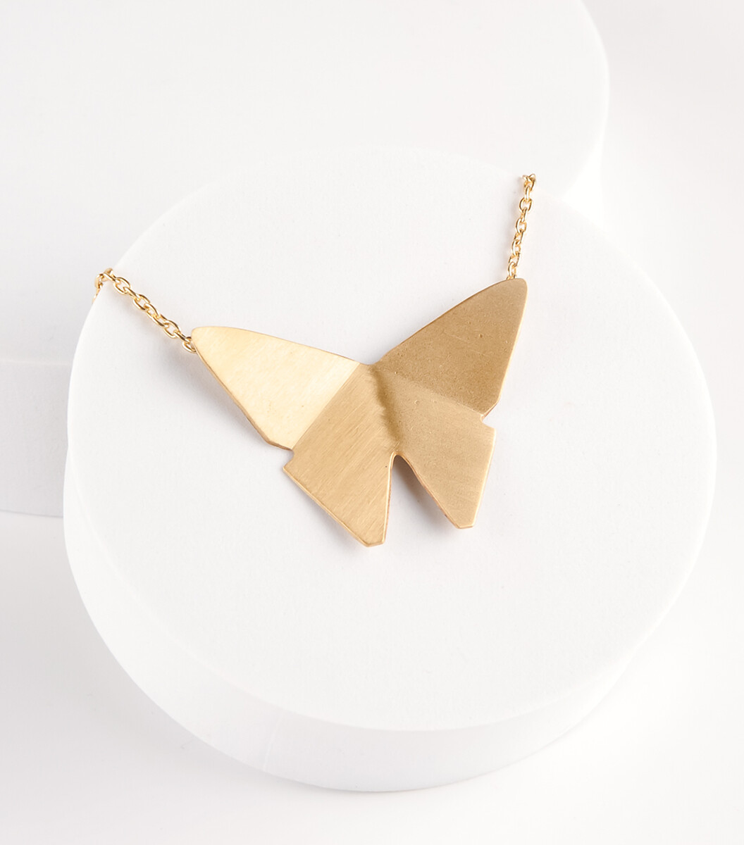 Halsketting messing origami vlinder