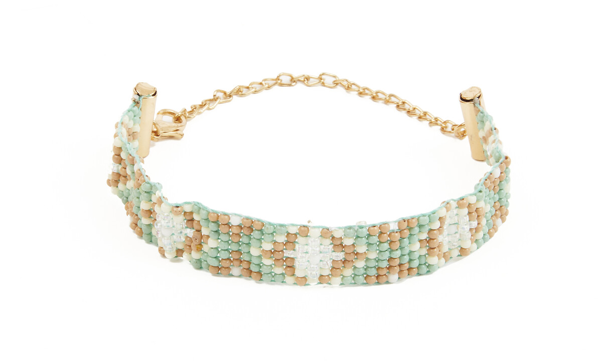 Bracelet perles de verre blanches et turquoises